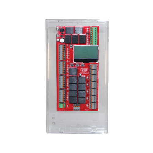 A red Bryant Preferred Series 4-zone HVAC control circuit board inside a clear plastic casing, installed by ATX Heating & Air Conditioning.